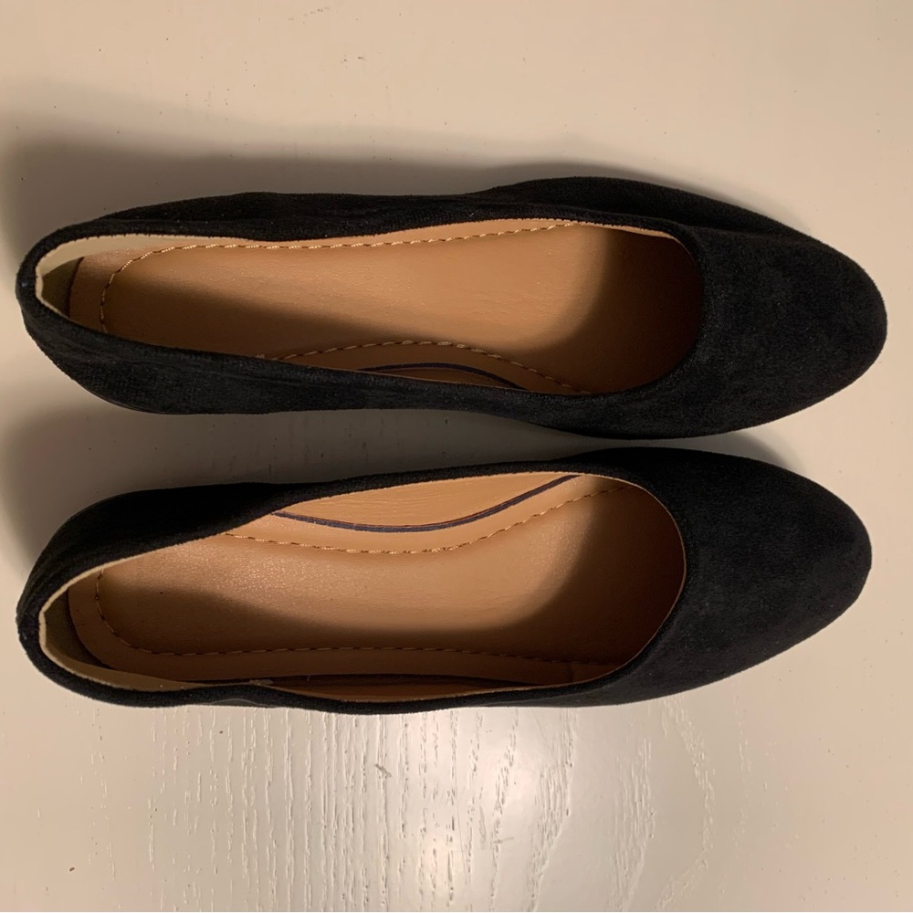 Love Black Ballet Flats with Textured Fabric